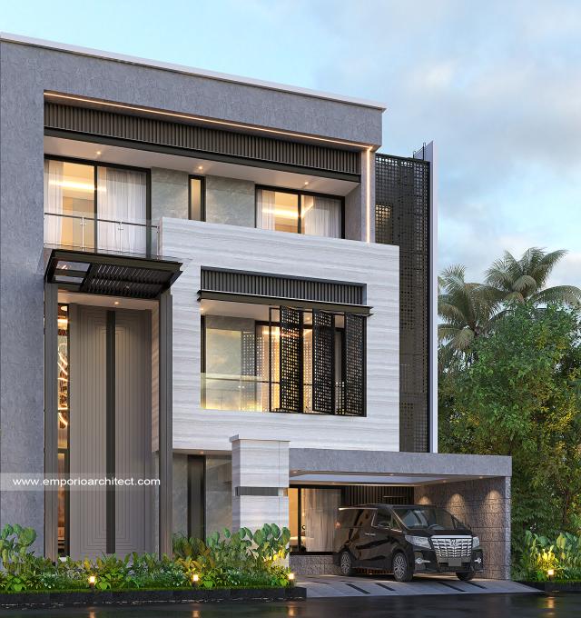 Desain Rumah Modern 3 Lantai Ibu CRT 1300 di  BSD, Tangerang Selatan