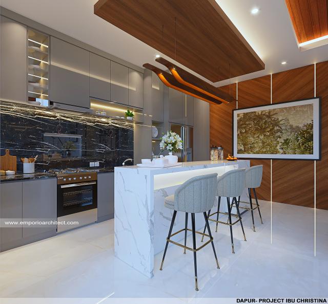 Desain Dapur Rumah Modern 3 Lantai Ibu CRT di BSD, Tangerang Selatan