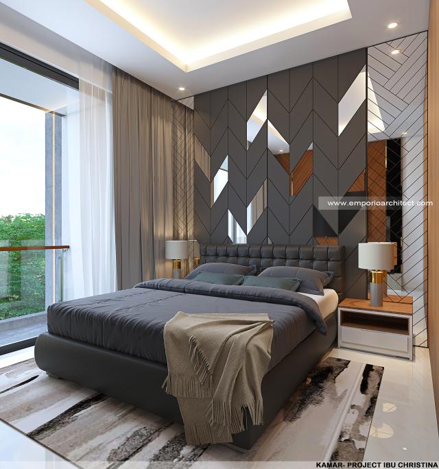 Desain Kamar Tidur 2 Rumah Modern 3 Lantai Ibu CRT di BSD, Tangerang Selatan