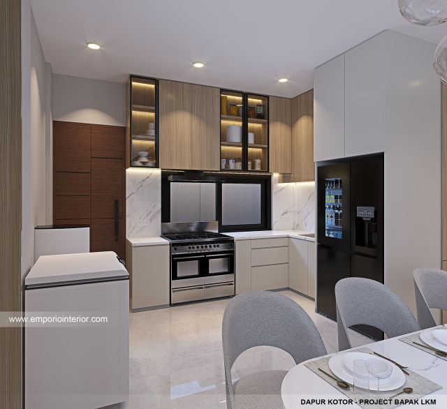 Desain Dapur Kotor Rumah Modern 3 Lantai Bapak LKM di Pasar Minggu, Jakarta Selatan