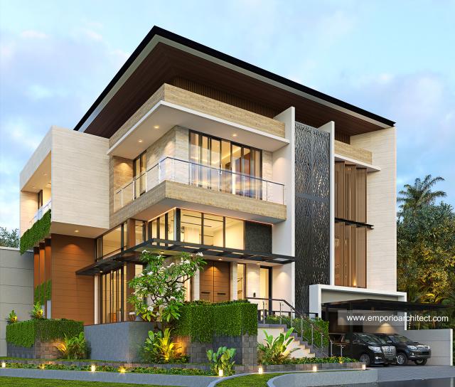 Desain Rumah Modern 3 Lantai Bapak CHT di BSD, Tangerang Selatan, Banten - Tampak Hook