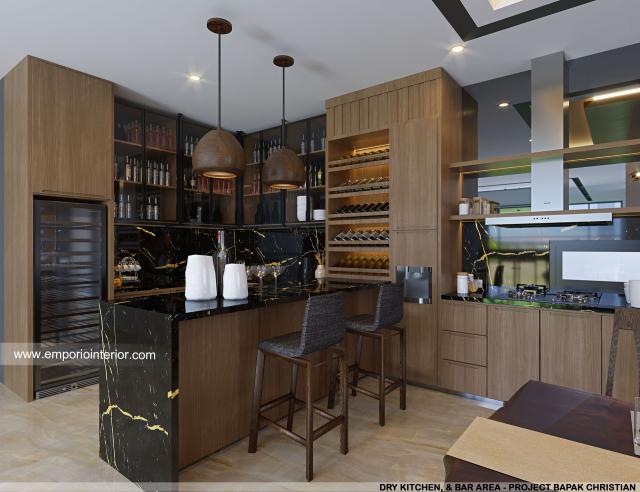 Desain Dapur dan Bar Rumah Modern 3 Lantai Bapak CHT di BSD, Tangerang Selatan, Banten