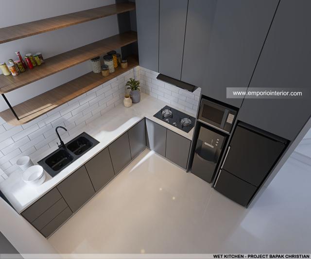 Desain Dapur Kotor Rumah Modern 3 Lantai Bapak CHT di BSD, Tangerang Selatan, Banten