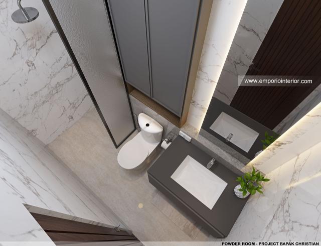 Desain Powder Room Rumah Modern 3 Lantai Bapak CHT di BSD, Tangerang Selatan, Banten