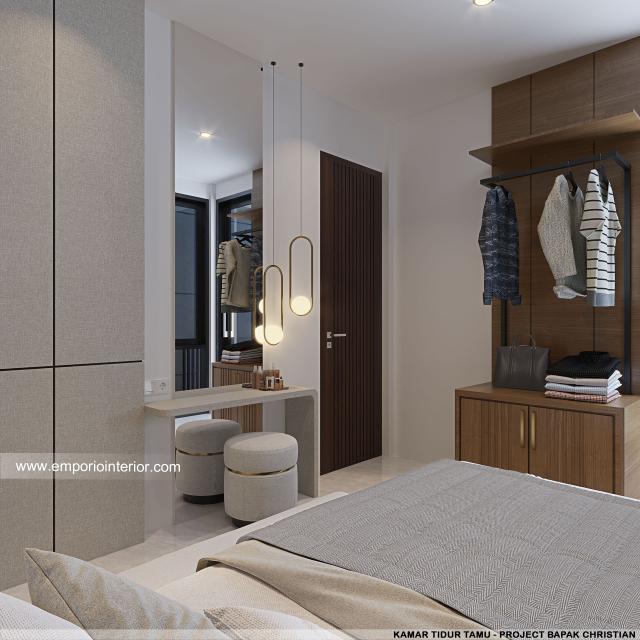 Desain Kamar Tidur Tamu Rumah Modern 3 Lantai Bapak CHT di BSD, Tangerang Selatan, Banten