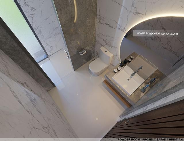 Desain Powder Room Rumah Modern 3 Lantai Bapak CHT di BSD, Tangerang Selatan, Banten