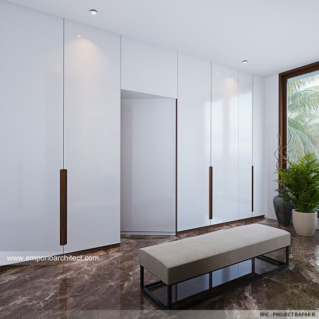 Desain Walk In Closet Rumah Modern 3 Lantai Bapak R di Bogor