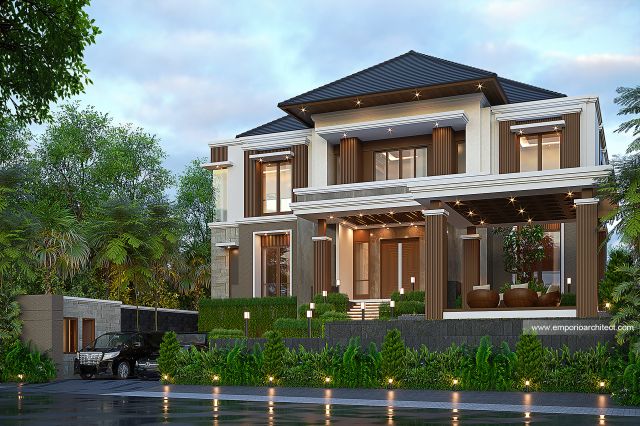 Desain Tampak Depan 3 Rumah Modern 3 Lantai Bapak R di Bogor