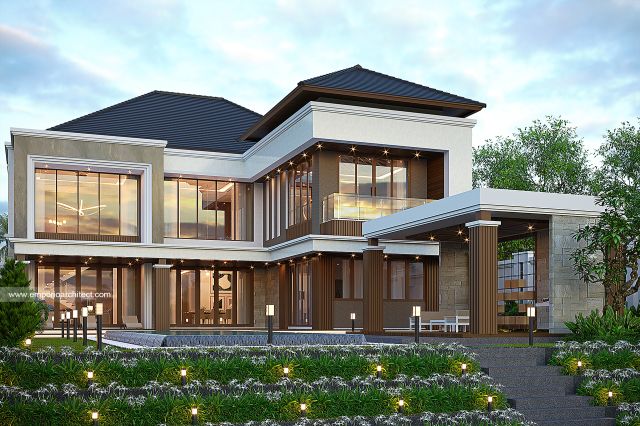 Desain Tampak Belakang Rumah Modern 3 Lantai Bapak R di Bogor