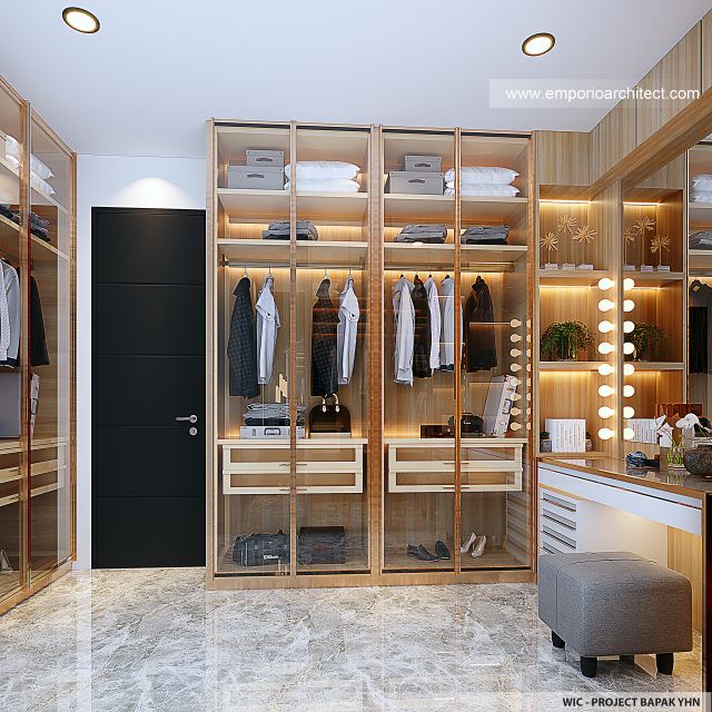 Desain Walk In Closet Rumah Modern 3 Lantai Bapak YHN di Canggu, Badung, Bali