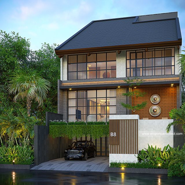 Desain Tampak Depan 2 Rumah Modern 3 Lantai Bapak YHN di Canggu, Badung, Bali