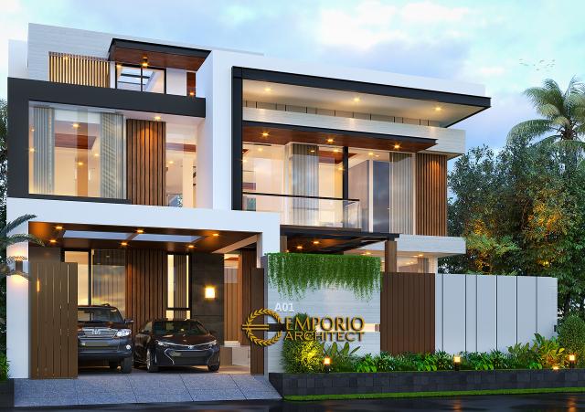 Desain Tampak Depan Dengan Pagar Rumah Modern 3 Lantai Ibu Cindy di Bekasi, Jawa Barat