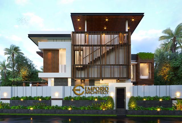 Desain Tampak Samping Dengan Pagar Rumah Modern 3 Lantai Ibu Cindy di Bekasi, Jawa Barat