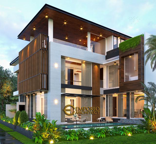 Desain Tampak Belakang Rumah Modern 3 Lantai Ibu Cindy di Bekasi, Jawa Barat