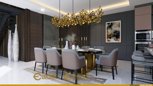 Desain Ruang Makan Rumah Modern 3 Lantai Ibu Cindy di Bekasi, Jawa Barat