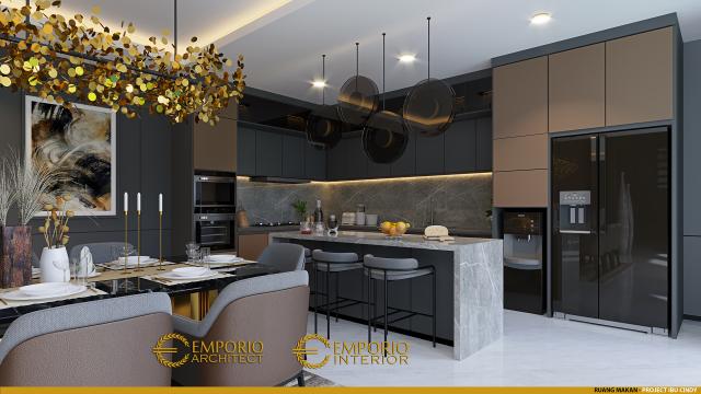 Desain Ruang Makan dan Dapur Rumah Modern 3 Lantai Ibu Cindy di Bekasi, Jawa Barat