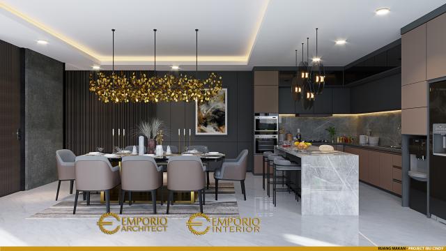 Desain Ruang Makan dan Dapur Rumah Modern 3 Lantai Ibu Cindy di Bekasi, Jawa Barat