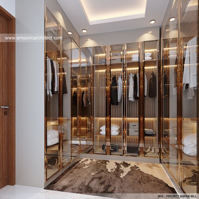 Desain Walk In Closet Rumah Modern 3 Lantai Bapak WLL di Lippo Cikarang, Bekasi