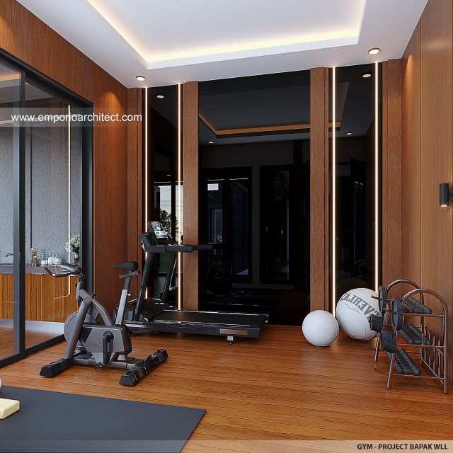 Desain Ruang Gym Rumah Modern 3 Lantai Bapak WLL di Lippo Cikarang, Bekasi