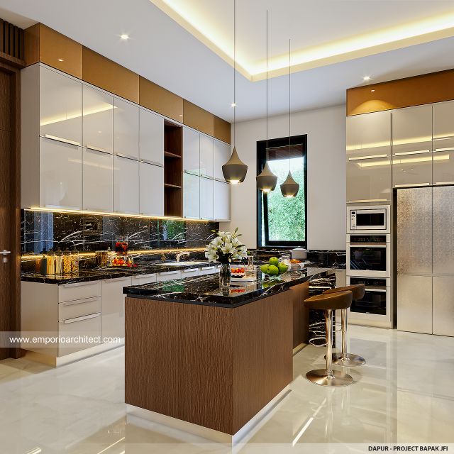 Desain Dapur Rumah Modern 3 Lantai Bapak JFI di Jakarta Selatan