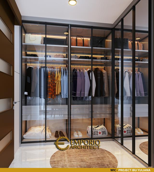 Desain Walk In Closet Rumah Modern 3 Lantai Ibu Yuliana di Surabaya