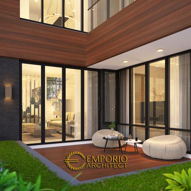 Desain Tampak Detail Belakang Rumah Modern 3 Lantai Ibu Yuliana di Surabaya