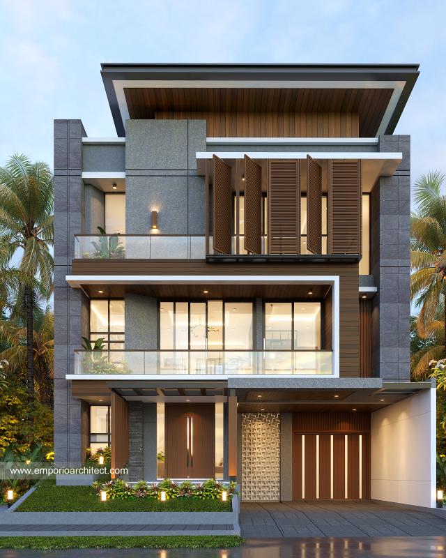 Desain Tampak Depan 3 Rumah Modern 3 Lantai Ibu Geya di Bintaro, Jakarta Selatan