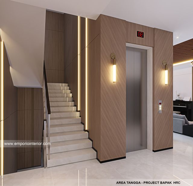 Desain Area Tangga Rumah Modern 3 Lantai Bapak HRC di Jakarta