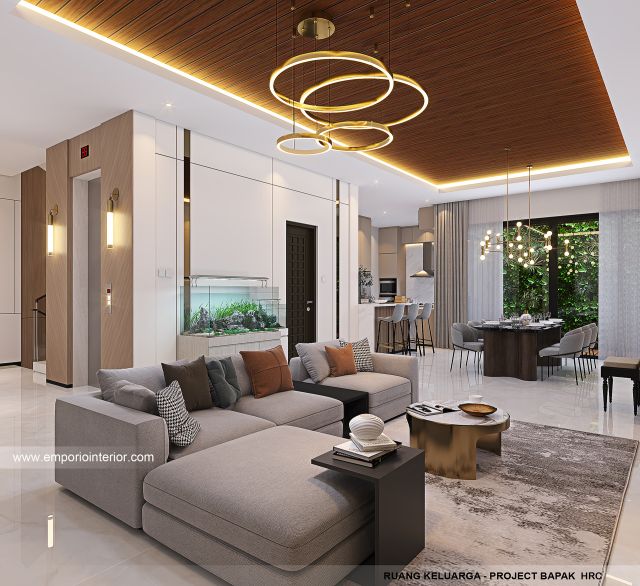 Desain Ruang Keluarga Rumah Modern 3 Lantai Bapak HRC di Jakarta