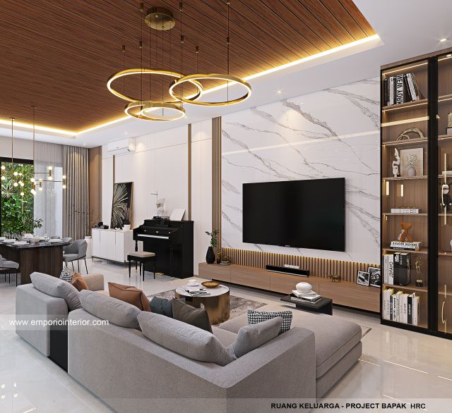 Desain Ruang Keluarga Rumah Modern 3 Lantai Bapak HRC di Jakarta