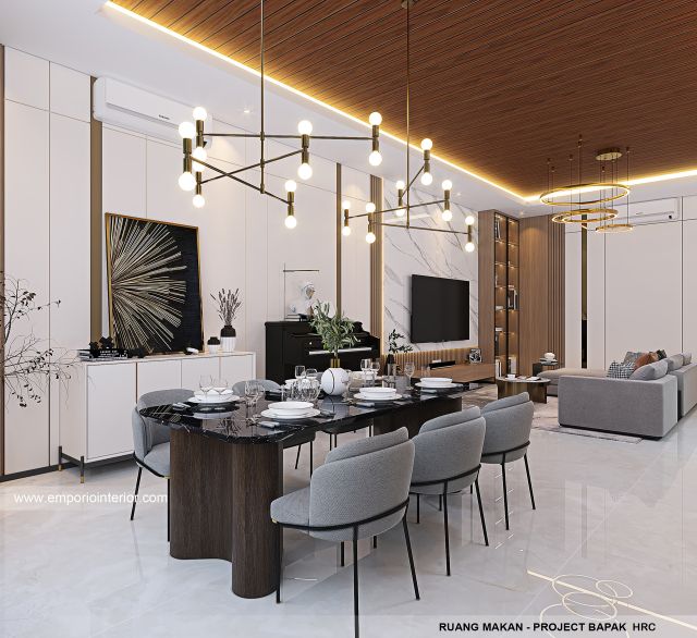 Desain Ruang Makan Rumah Modern 3 Lantai Bapak HRC di Jakarta