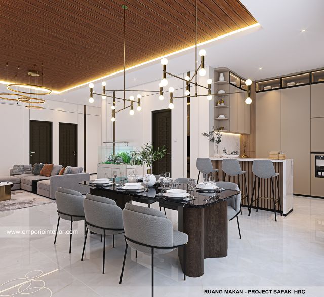 Desain Ruang Makan Rumah Modern 3 Lantai Bapak HRC di Jakarta