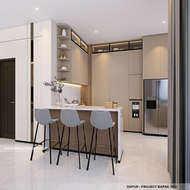 Desain Dapur Rumah Modern 3 Lantai Bapak HRC di Jakarta