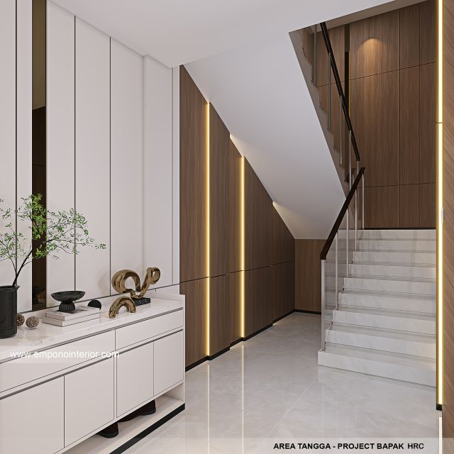 Desain Area Tangga Rumah Modern 3 Lantai Bapak HRC di Jakarta