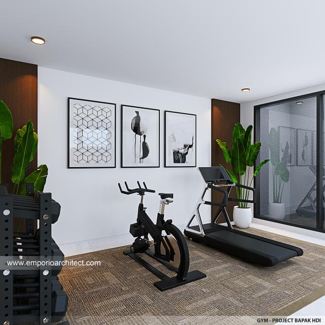 Desain Area Gym Rumah Modern 3 Lantai Bapak HDI di Jakarta Timur