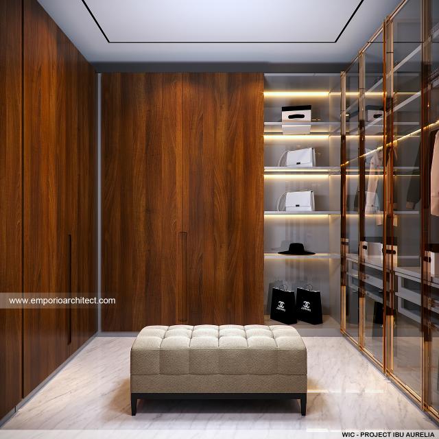 Desain Walk In Closet Rumah Modern 3 Lantai Ibu Aurelia di Tangerang