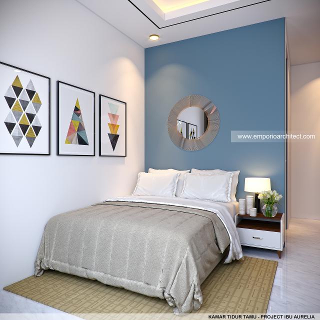 Desain Kamar Tidur Tamu Rumah Modern 3 Lantai Ibu Aurelia di Tangerang