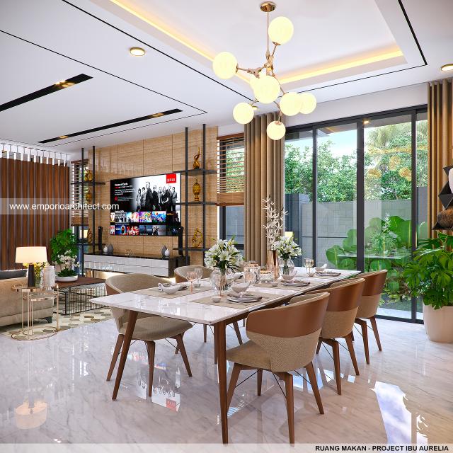 Desain Ruang Makan Rumah Modern 3 Lantai Ibu Aurelia di Tangerang