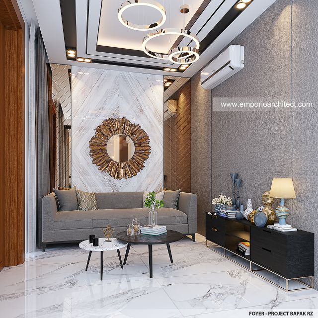 Desain Foyer Rumah Modern 3 Lantai Bapak RZ di Cipinang, Jakarta Timur