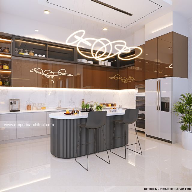 Desain Dapur Rumah Modern 3 Lantai Bapak FRR di Jakarta Utara