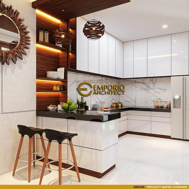 Desain Dapur Rumah Modern 3 Lantai Bapak Suwandi di Surabaya