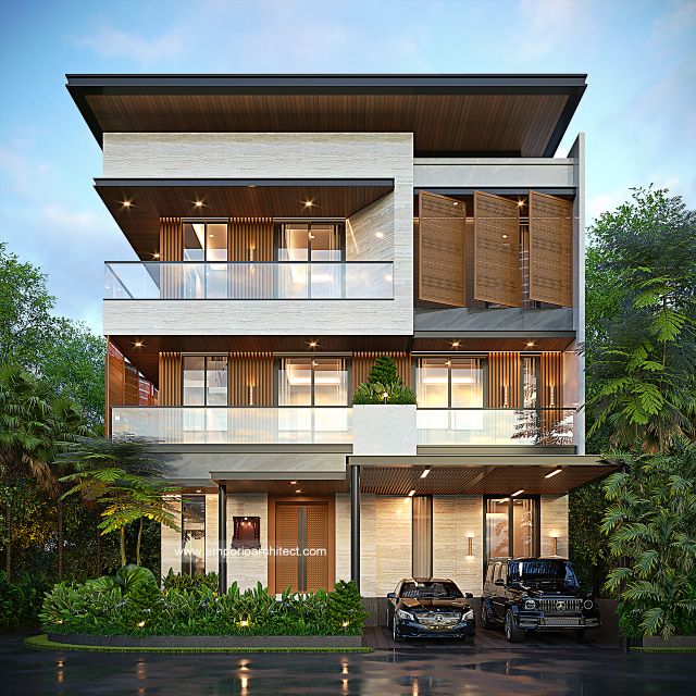 Desain Tampak Depan 2 Rumah Modern 3 Lantai Bapak HRS di Medan