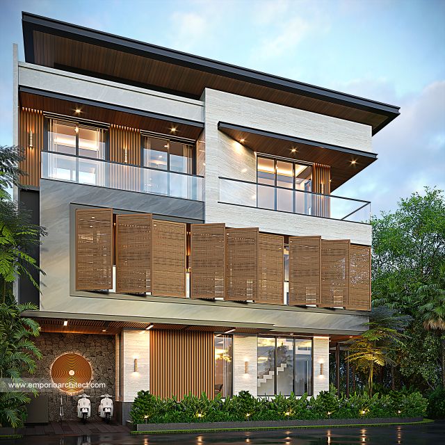 Desain Tampak Samping Rumah Modern 3 Lantai Bapak HRS di Medan