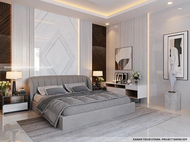 Desain Kamar Tidur Utama Rumah Modern 3 Lantai Bapak EY di Makassar