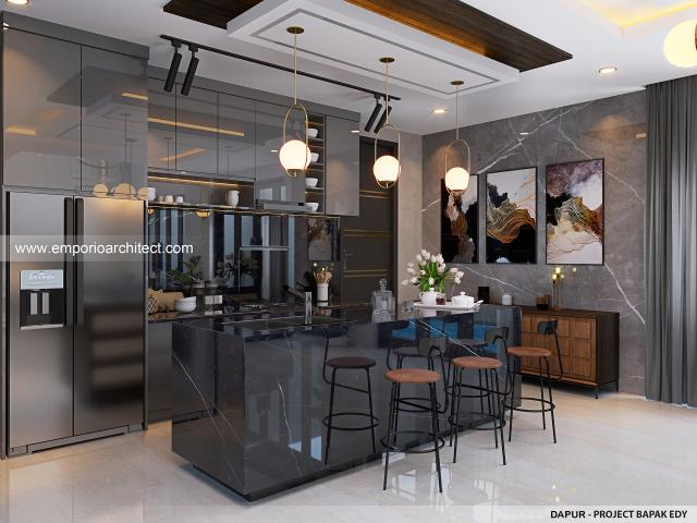 Desain Dapur Rumah Modern 3 Lantai Bapak EY di Makassar