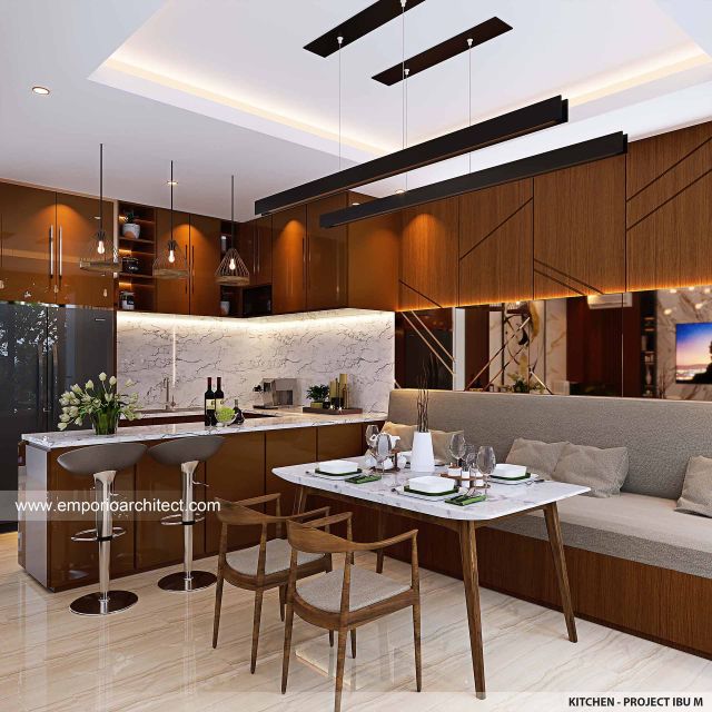 Desain Dapur Rumah Modern 3 Lantai Ibu M di Jakarta