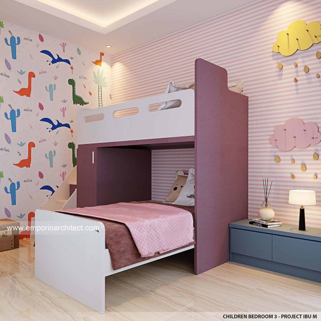 Desain Kamar Tidur Anak 3 Rumah Modern 3 Lantai Ibu M di Jakarta