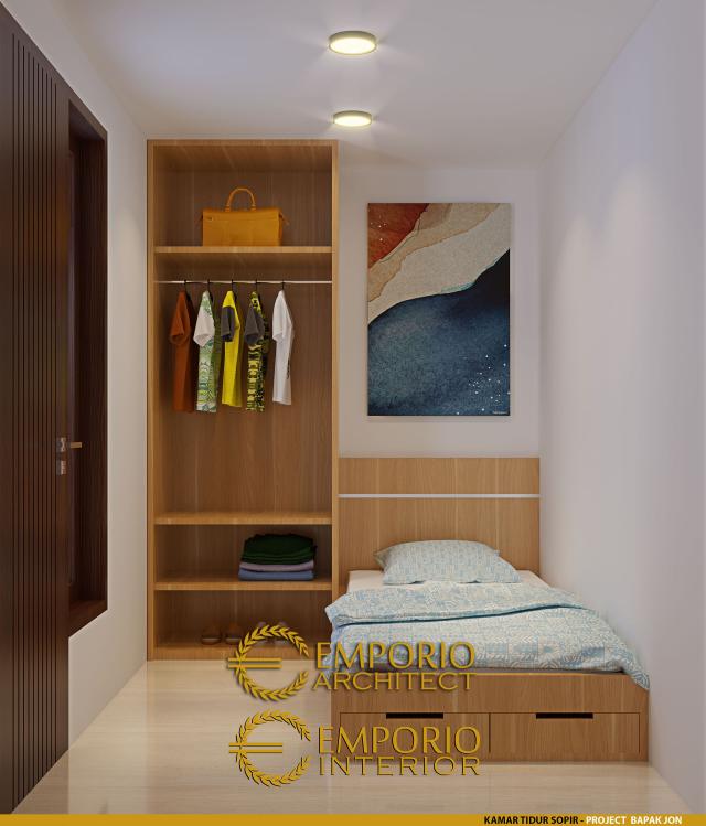 Desain Kamar Tidur Sopir Rumah Modern 3 Lantai Bapak Jon di Jakarta Selatan