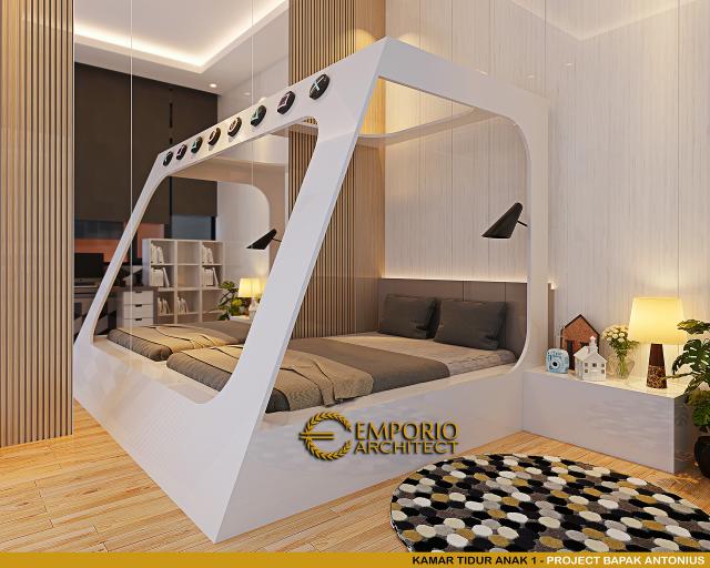 Desain Kamar Tidur Anak 1 Rumah Modern 3 Lantai Bapak ATN di Jakarta