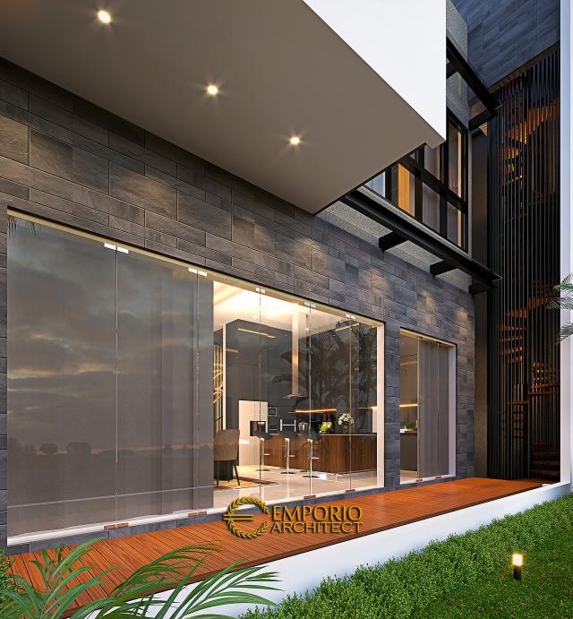 Desain Tampak Detail Belakang Rumah Modern 3 Lantai Bapak ATN di Jakarta